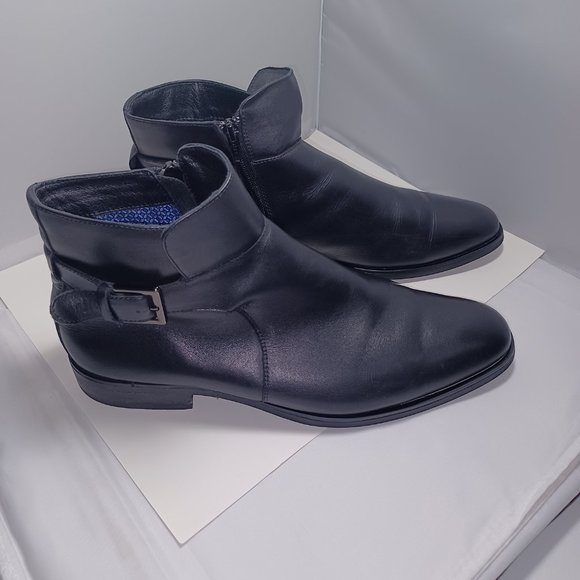 Steve Madden Black Leather Men's Zipper Ankle Boots size 9 - Picture 4 of 13